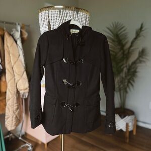 Y2K Maralyn & Me Black Toggle Coat w/hoodie. Vintage Preppy Academia streetwear